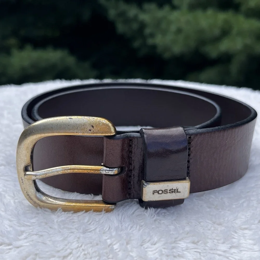 Fossil Leather Belt Mens Size M (28-32